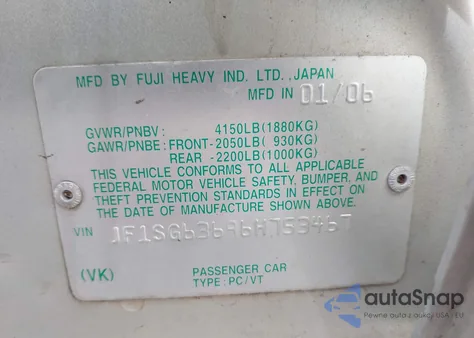 2006 Subaru Forester 2.5X из США, поврежденный, VIN JF1SG63696H753467